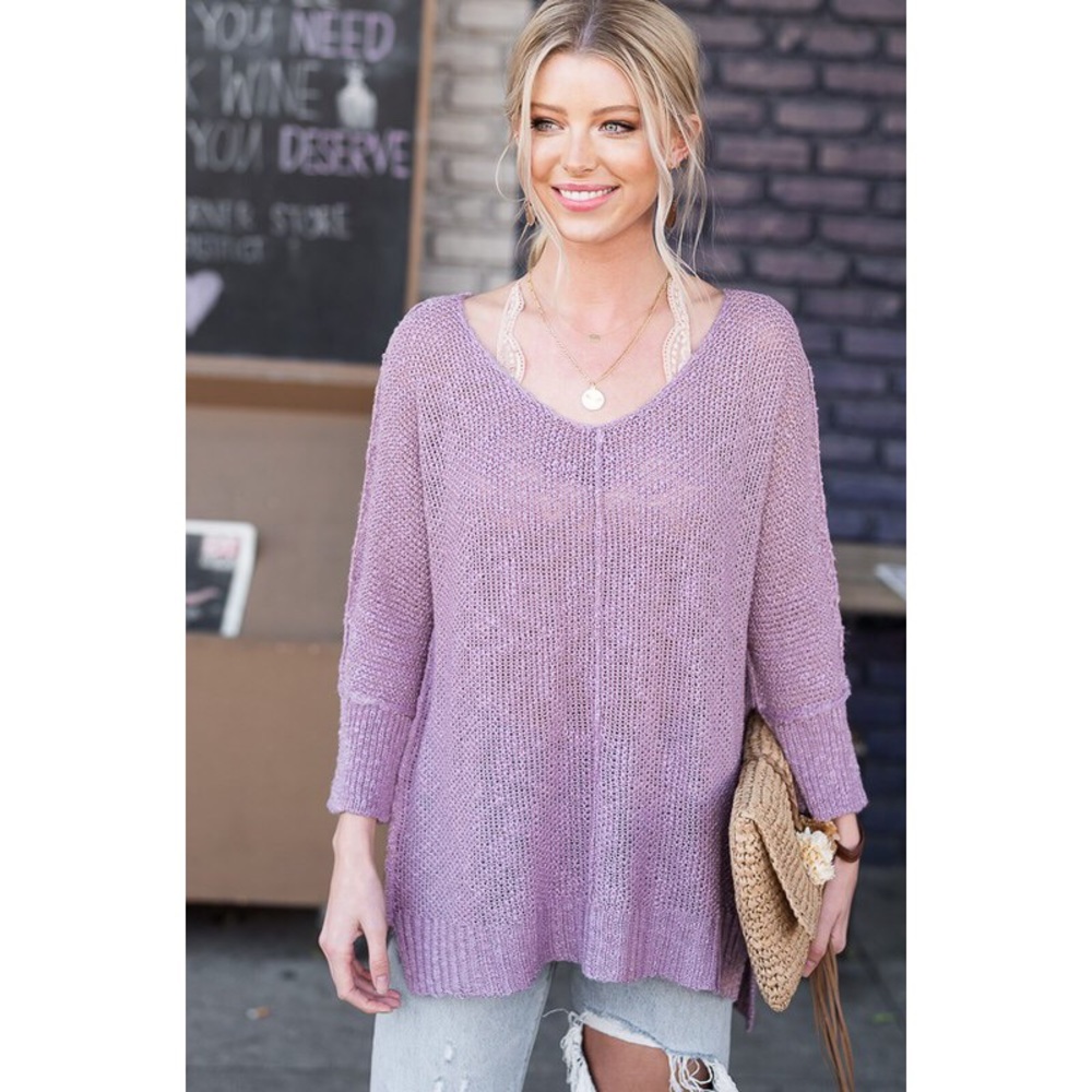 Corey Lightweight Tunic Sweater - Lavender - Picture 4 of 5